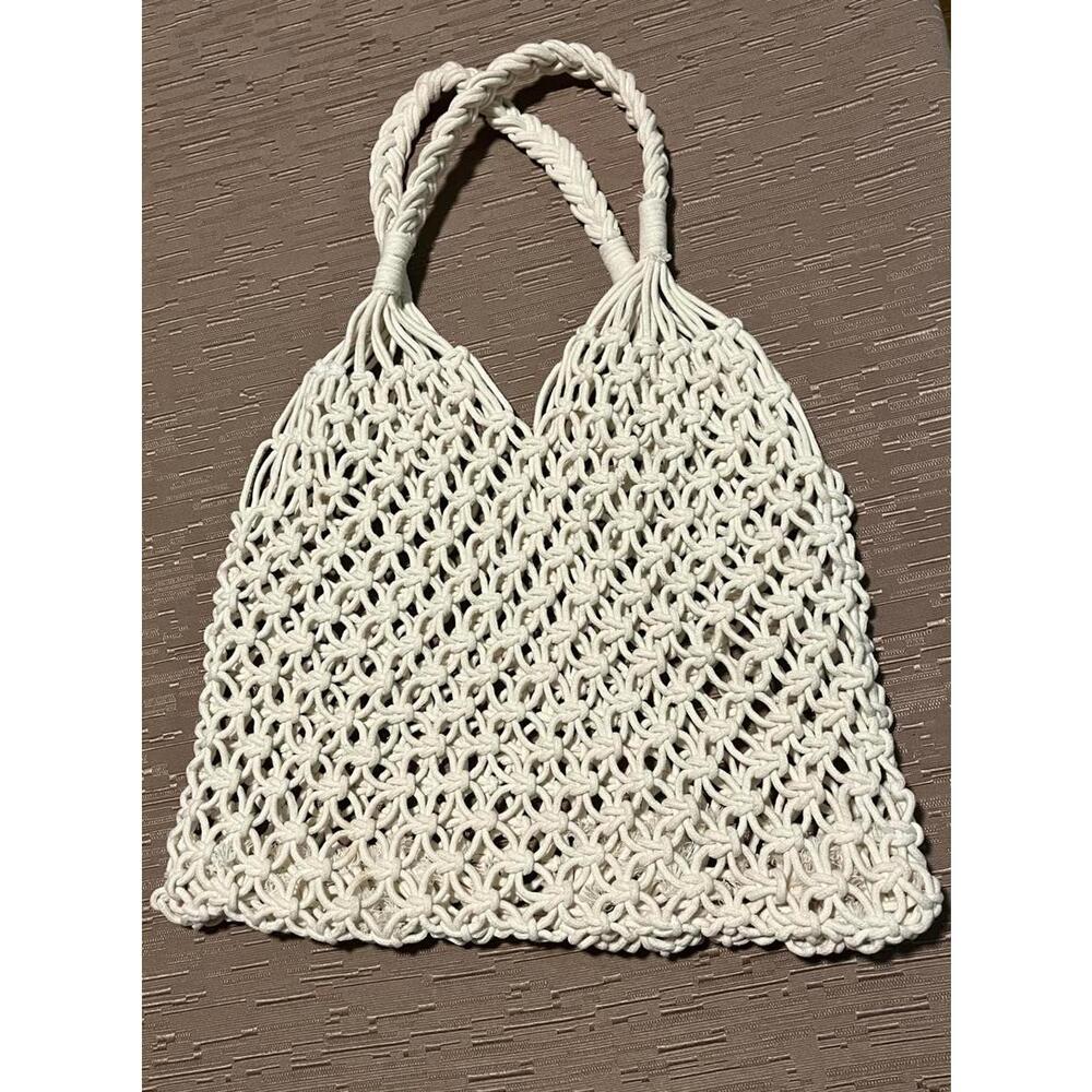 Ivory Macramé Tote Bag
